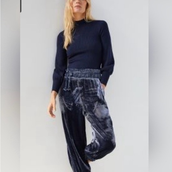 Anthropologie Velvet Joggers Navy EUC Size S - Picture 3 of 6